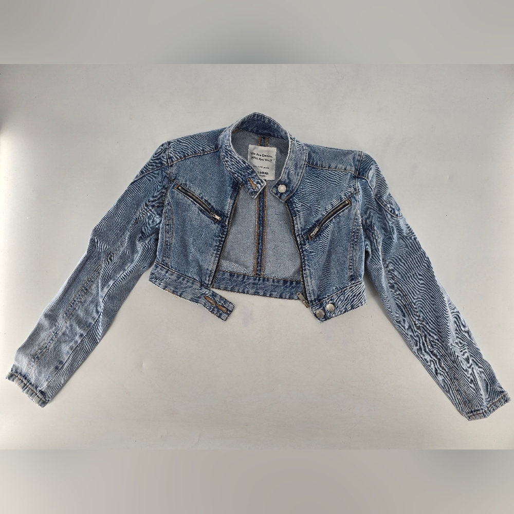 Pull&Bear‎ Blue Cropped Denim Jacket